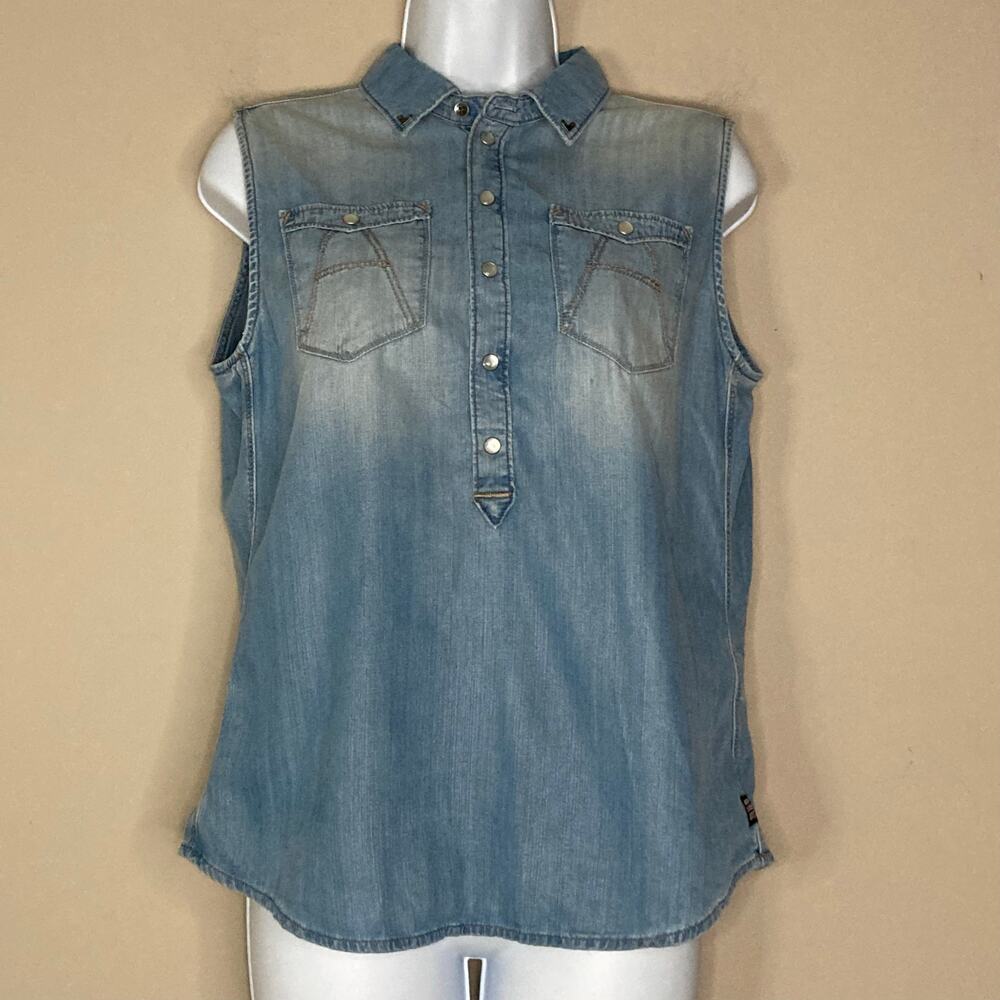 G-Star Raw Women's Western Sleeveless Denim Button Front Jean Top NWT Size M